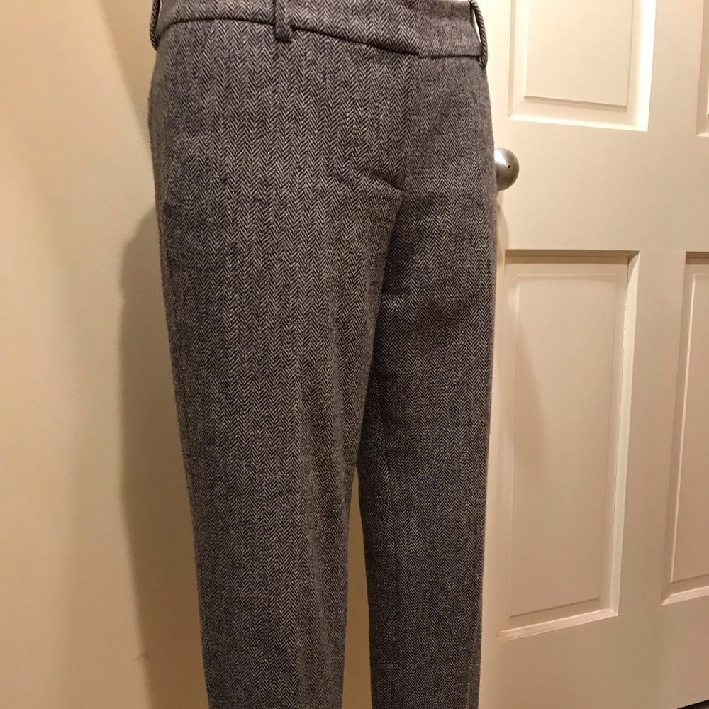 Jcrew grey herringbone wool pants